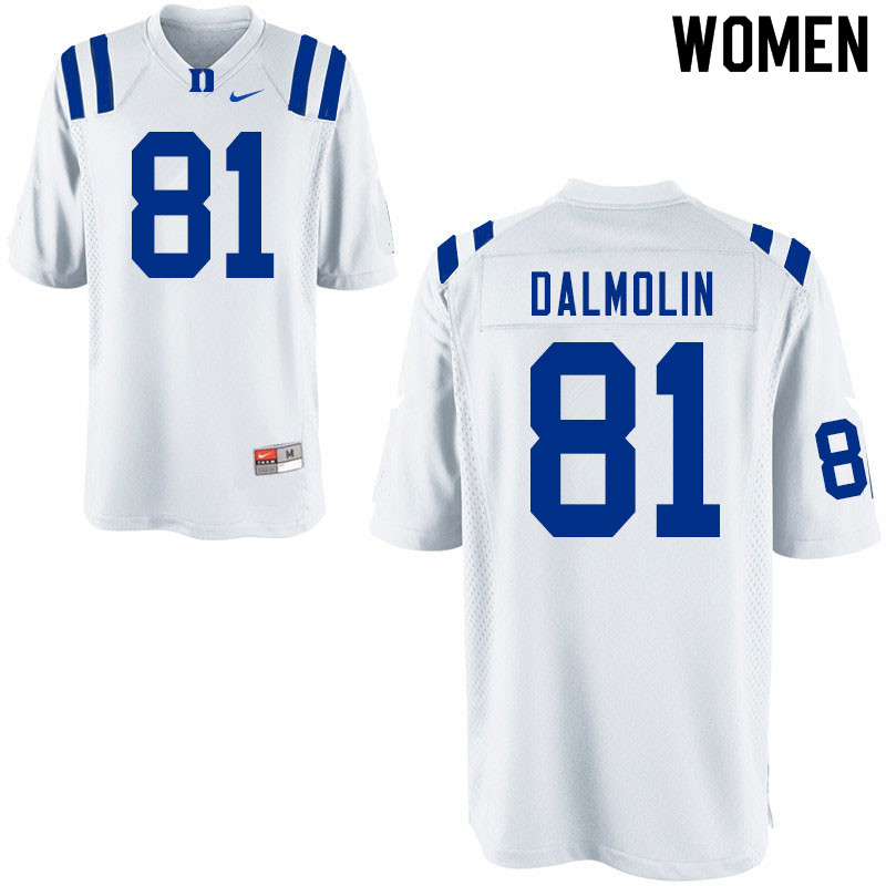 Women #81 Nicky Dalmolin Duke Blue Devils College Football Jerseys Sale-White